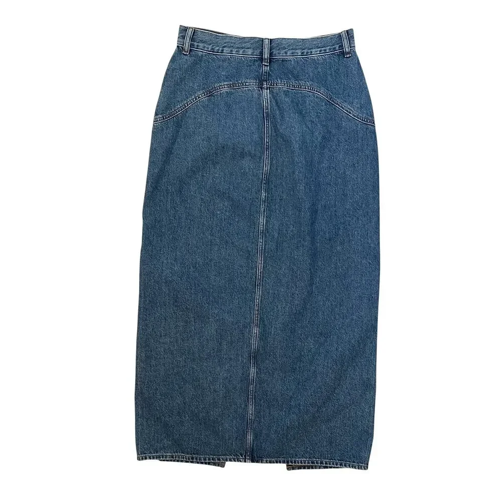 NWT Madewell Western Yolk Midi Skirt - Blue Denim - Western - Size 28